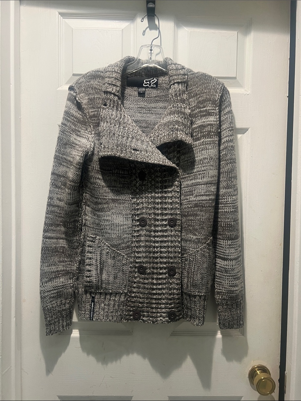 Fox Riders Co Brown Marled Double-Breasted Knit Cardigan